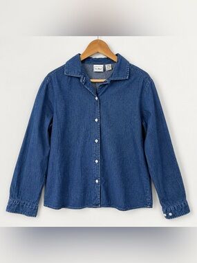 L.L.Bean Women’s Denim Chambray Button Front Shirt Medium-Petite